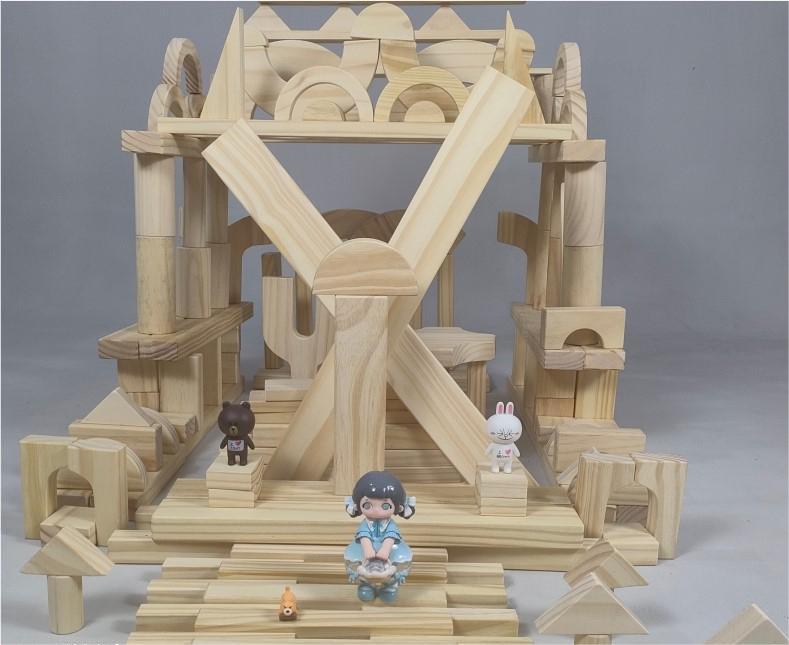 XBN198-01 210 Natural Solid Wood Building Blocks (No Beveling)