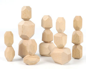 XBN230-02 16 small stacked stones in natural wood color