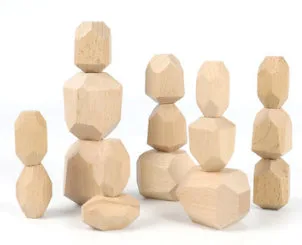 XBN230-02 16 small stacked stones in natural wood color